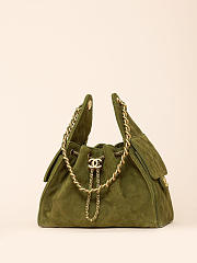Chanel 25 Handbag Small Suede Calfskin & Gold Metal Green - 30x26x14cm - 4