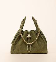 Chanel 25 Handbag Small Suede Calfskin & Gold Metal Green - 30x26x14cm - 1