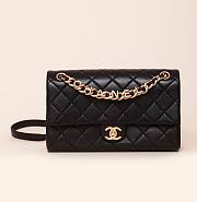 Chanel Classic Lamskin Gold Flap Bag Black Gold - 26x15x7cm - 1