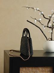 Chanel Mini Shopping Bag Braided Raffia & Gold Tone Metal Black - 19x13x7cm - 5