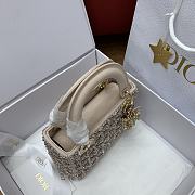 Lady Dior Embroidered Beaded Bag Champagne Crystal Edition - 17x15x7cm - 3