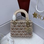 Lady Dior Embroidered Beaded Bag Champagne Crystal Edition - 17x15x7cm - 5