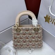 Lady Dior Embroidered Beaded Bag Champagne Crystal Edition - 17x15x7cm - 6