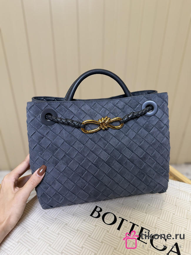 Bottega Veneta Small Andiamo Intrecciato Suede Graphite - 25x20x10cm - 1