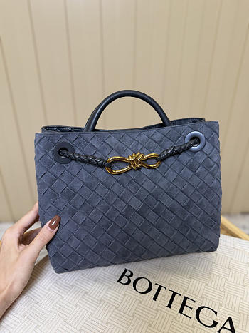 Bottega Veneta Small Andiamo Intrecciato Suede Graphite - 25x20x10cm