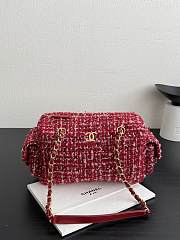 Chanel Small Bowling Bag Tweed & Gold Metal Red Pink & Black - 24x15.5x11.5cm - 2