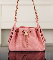 Chanel 25 Mini Handbag Suede Calfskin & Gold Tone Metal Pink - 22x20x12.5cm - 1