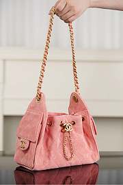 Chanel 25 Mini Handbag Suede Calfskin & Gold Tone Metal Pink - 22x20x12.5cm - 4