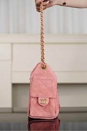 Chanel 25 Mini Handbag Suede Calfskin & Gold Tone Metal Pink - 22x20x12.5cm - 3