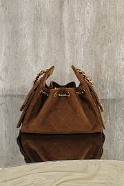 Chanel 25 Mini Handbag Suede Calfskin & Gold Tone Metal Brown - 22x20x12.5cm - 4