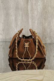 Chanel 25 Mini Handbag Suede Calfskin & Gold Tone Metal Brown - 22x20x12.5cm - 2