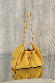 Chanel 25 Mini Handbag Suede Calfskin & Gold Tone Metal Yellow - 22x20x12.5cm - 6