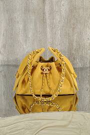 Chanel 25 Mini Handbag Suede Calfskin & Gold Tone Metal Yellow - 22x20x12.5cm - 5