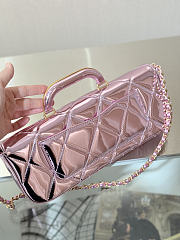 Chanel Large Flap Bag With Top Handle Metallic Mirror Calfskin & Gold Tone Metal Pink - 30x12.5x5cm - 6