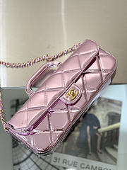 Chanel Large Flap Bag With Top Handle Metallic Mirror Calfskin & Gold Tone Metal Pink - 30x12.5x5cm - 5