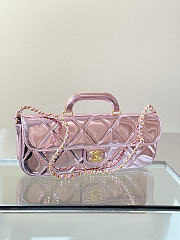 Chanel Large Flap Bag With Top Handle Metallic Mirror Calfskin & Gold Tone Metal Pink - 30x12.5x5cm - 3