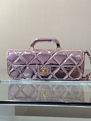 Chanel Large Flap Bag With Top Handle Metallic Mirror Calfskin & Gold Tone Metal Pink - 30x12.5x5cm - 2