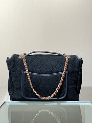 Chanel Maxi Flap Bag With Top Handle Wool & Gold Tone Metal Dark Grey - 56x33x7cm - 5