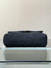 Chanel Maxi Flap Bag With Top Handle Wool & Gold Tone Metal Dark Grey - 56x33x7cm - 4
