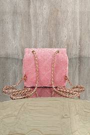 Chanel Flap Bag Quilted Sequins & Gold Tone Metal Pink - 21x14x8cm - 4