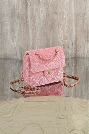 Chanel Flap Bag Quilted Sequins & Gold Tone Metal Pink - 21x14x8cm - 2