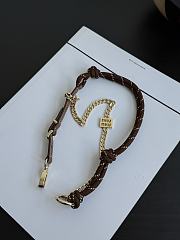 Miumiu Leather Cord And Metal Trick Keyring Brown - 1