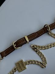 Miumiu Leather Cord And Metal Trick Keyring Brown - 2