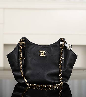 Chanel Mini Shopping Bag Calfskin and Gold Tone Metal Black - 28x20x7cm