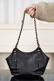 Chanel Mini Shopping Bag Calfskin and Gold Tone Metal Black - 28x20x7cm - 6