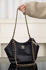 Chanel Mini Shopping Bag Calfskin and Gold Tone Metal Black - 28x20x7cm - 5