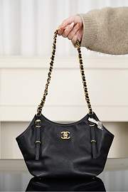 Chanel Mini Shopping Bag Calfskin and Gold Tone Metal Black - 28x20x7cm - 3