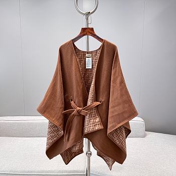 Fendi Poncho Camel Colour Wool Cashmere And Silk Poncho