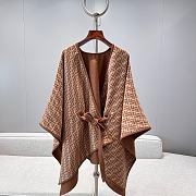 Fendi Poncho Camel Colour Wool Cashmere And Silk Poncho - 6
