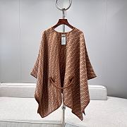 Fendi Poncho Camel Colour Wool Cashmere And Silk Poncho - 3