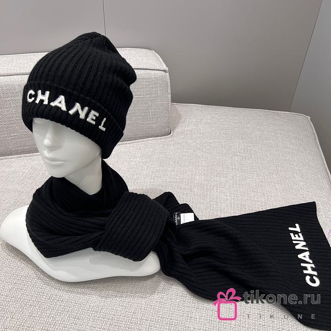 Chanel Combo Scarf/Beanie Cashmere Black - 1