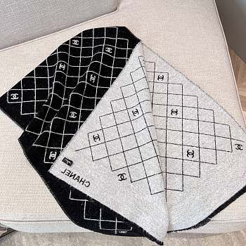 Chanel Scarf Reversible Diamond Quilt Black Gray