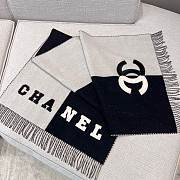 Chanel Scarf Two Tone Logo Patch Black Gray - 6
