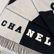Chanel Scarf Two Tone Logo Patch Black Gray - 3