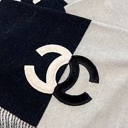 Chanel Scarf Two Tone Logo Patch Black Gray - 2