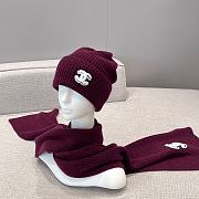 Chanel Combo Scarf/Beanie Cashmere Burgundy - 1