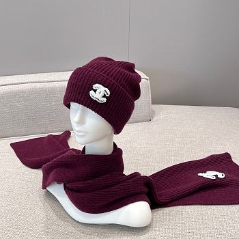 Chanel Combo Scarf/Beanie Cashmere Burgundy