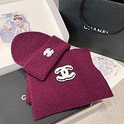 Chanel Combo Scarf/Beanie Cashmere Burgundy - 4