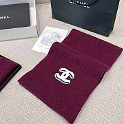 Chanel Combo Scarf/Beanie Cashmere Burgundy - 2