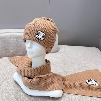 Chanel Combo Scarf/Beanie Cashmere Beige