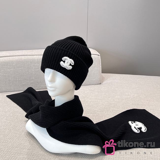 Chanel Combo Scarf/Beanie Cashmere Black 22820 - 1