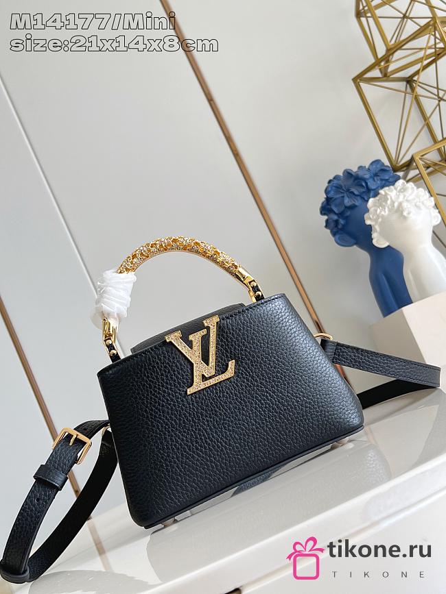 LV Capucines Mini Taurillon Leather Black M14177 - 21x13.6x8cm - 1