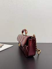 Chanel Large Flap Bag With Top Handle Metallic Mirror Calfskin & Gold Tone Metal Burgundy - 30x12.5x5cm - 6