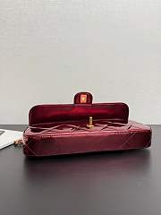 Chanel Large Flap Bag With Top Handle Metallic Mirror Calfskin & Gold Tone Metal Burgundy - 30x12.5x5cm - 5