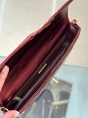 Chanel Large Flap Bag With Top Handle Metallic Mirror Calfskin & Gold Tone Metal Burgundy - 30x12.5x5cm - 4