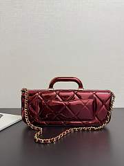 Chanel Large Flap Bag With Top Handle Metallic Mirror Calfskin & Gold Tone Metal Burgundy - 30x12.5x5cm - 3